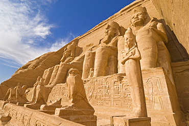 Giant statues of the great pharaoh Rameses II outside the relocated Temple of Rameses II at Abu Simbel, UNESCO World Heritage Site, Egypt, North Africa, Africa