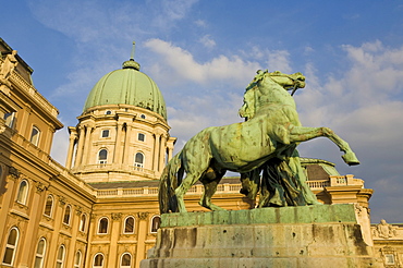 Rear facade of the Hungarian National Gallery, once part of the Royal Palace, Castle District, Pest side of the Danube, Budapest, Hungary, Europe