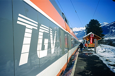 France, Alps, Savoie, La Plagne In Winter, The Tgv At Aime