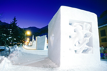 France, Alps, Savoie, Valloire In Winter, The Snow & Ice Sculptures International Contest