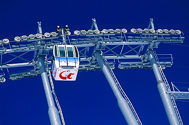 France, Alps, Savoie, La Plagne In Winter, Cable-Car & Steel Pylones