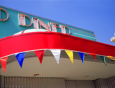 Usa, California, Los Angeles, Hollywood, Diner On Highland, Detail Of Canopy