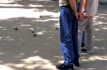 France, Corsica Island, Haute-Corse, L'ile-Rousse, Men Playing Bowls