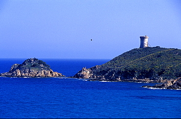 France, Corsica Island, Corse-Du-Sud, East Coast, Pinarellu Gulf & Genovese Tower