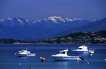 France, Corsica Island, Corse-Du-Sud, Porticcio Vicinity At Spring, Motor Boats Moored