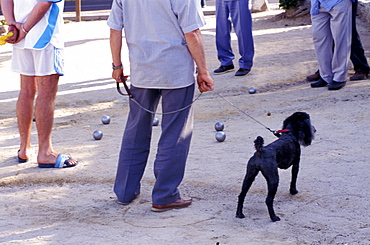 France, Corsica Island, Haute-Corse, Calvi, Men Playing Bowls (Boules)