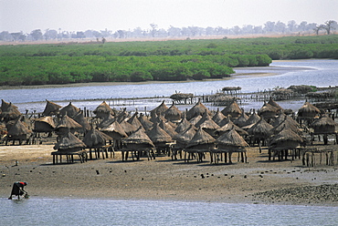 Senegal, Joalfadiuth Serere Traditional Village, The Milletgarrets Builts On Piles Above The Water