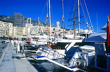 France, Cote D'azur, Monaco, The Harbour, Yachts At Quay