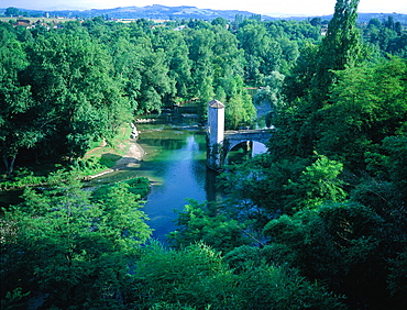 France, Bearn, Pyreneesatlantiques(64), Sauveterredebearn, The Bridge With A Tower