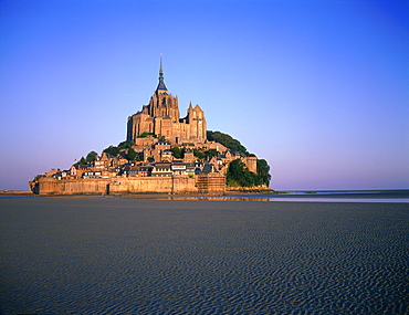 France, Normandy, Manche (50), Mont Saint Michelat Sunrise At Low Tide