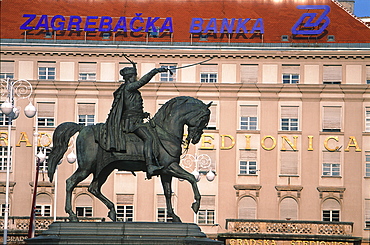 Croatia, Zagreb, City Main Square (Ban Josip Celacic), King Josip Riding His Favourite Horse Monument