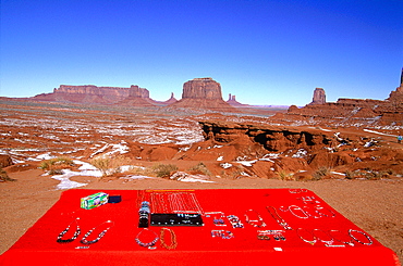 Usa, South West, Utah, Navajo Reservation Of Monument Valley, Navajo Souvenirs For Sale At John Ford's Point