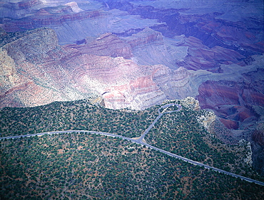 Usa, South West, Arizona, Grand Canyon National Park, South Rim, Aerial Of Mather Point Of View