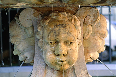 Slovenia, Ljubljana (Lubiana), The Fountain At The Cathedral Square, Closeup Of The Four Baroque Angels Shape Taps