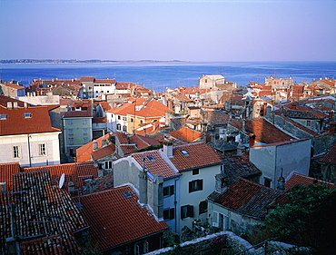 Slovenia, Adriatic Coast, Piran, Overview On The Tiled Roofs