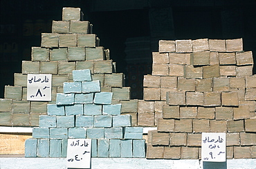 Syria, Aleppo, Souks (Market), Stacks Of Fresh Locally Made Soap For Sale