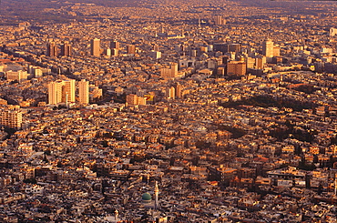 Syria, Damascus, Overview From The Hills On The City At Dusk