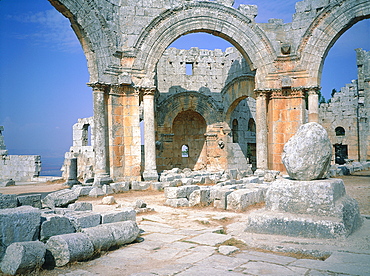 Syria, Limestone Region West Of Aleppo, Village Of Saint Simeon, The Basilica Founded After The Monk Simeon (390-459 Ad) Used To Live On Top Of A Pillar For 37 Years