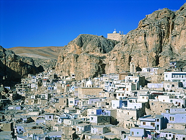 Syria, Village Of Maalula Where A Majority Of Christians Live And Some People Speak Aramaic, The Language Of Jesus Christ, Saintsarkis Monastery On Top Of The Hill