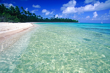 French Polynesia, Tuamotu Archipelago, Atoll Of Rangiroa, Lagoon And Sables Roses Beach 