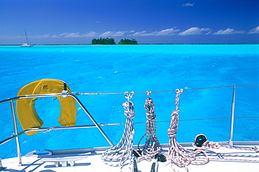 French Polynesia, Leeward Islands, Borabora, The Turquoise Lagoon Viewed From A Sailing Boat