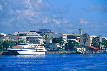 French West Indies, Guadeloupe, Town Of Pointe A Pitre Seen From The Sea