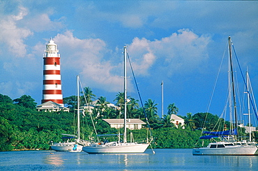 Bahamas, Abaco Island, Hopetown Harbour And Lighthouse 