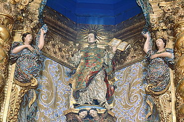 Brazil, Salvador De Bahia, Historic Quarter Of Pelourinho, The Baroque Igreja (Church) Sao Francisco Built In Xviiith Century, Statue Of Young San Francisco In A Niche