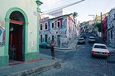 Brazil, Recife, The Historic City Of Olinda, Streets Crossing At Dusk