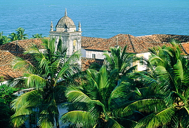 Brazil, Recife, The Historic City Of Olinda, Elevated View On The Ocean And Convento Sao Francisco Burnt By The Dutch And Rebuilt In 1686