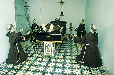 Brazil, Recife, The Historic City Of Olinda, Palacio Episcopal, Religious Scenes With Baroque Sculptures