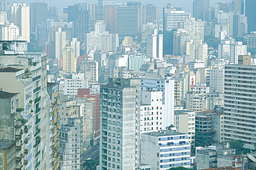 Brazil, Sudeste, Sao Paulo, Overview On The City Center From Top Of Hotel Hilton, Av Ipiranga