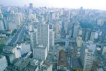 Brazil, Sudeste, Sao Paulo, Overview On The City Center From Top Of Hotel Hilton, Av Ipiranga