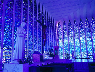 Brazil, Goias, Brasilia, The Administrative Capital Created Par President Kubitschek And Designed By Brasilian Town Planner Lucio Costa & Architect Oscar Niemeyer, Interior Of The Blue Church