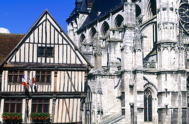 France, Normandy, Eure (27), Vernon, Half Timbered Medieval House Close By The Gothic Cathedral