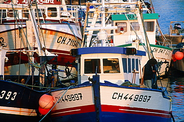 France, Normandy, Manche (50), Granville, Trawlers Moored In The Harbour