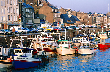 France, Normandy, Manche (50), Granville, Trawlers Moored In The Harbour