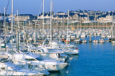 France, Normandy, Manche (50), Granville, Sailing Boats Moored In The Marina, 