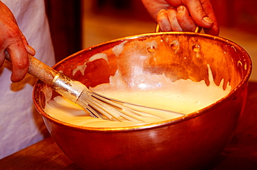 France, Normandy, Manche (50), Mont Saintmichel, The Restaurant De La Mere Poulard Where Is Served The Most Famous Omelette In The World Prepared In Front Of Customers By Waiters Dressed With The Traditional Normand Costume