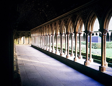 France, Normandy, Manche (50), Mont Saintmichel, The Abbey Cloister