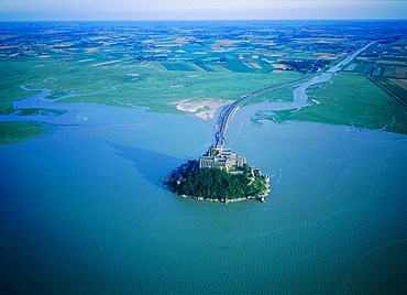 France, Normandy, Manche (50), Mont Saintmichel, Aerial Photography By An Exceptional High Tide