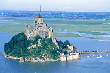 France, Normandy, Manche (50), Mont Saintmichel, Aerial Photography By An Exceptional High Tide