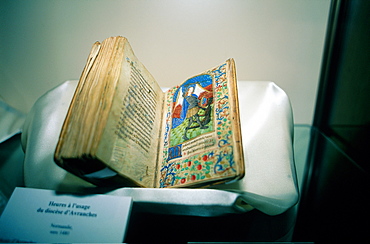 France, Normandy, Manche (50), Mont Saintmichel, Stored In Avranches Library This Medieval And Illuminated Prayers Book Come From The Abbey