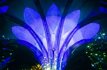 France, Normandy, Manche (50), Mont Saintmichel, The Abbey, The Big Pillar Room Illuminated At Night