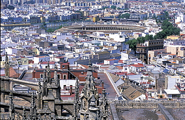 Spain, Andaloucia, Sevilla, Overview On The City From Top Of Giralda Tower In The Cathedral