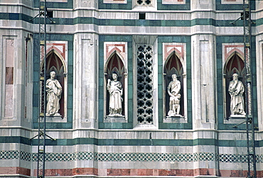 Italy, Tuscany, Firenze, Duomo (Cathedral) Detail Of The Marble Facade