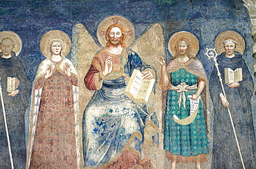 Italy, Emilia Romagna, Ferrara, Frescoe Of Christ And Disciples In The Cathedral (Duomo) 