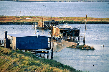 Italy, Emilia Romagna, River Po Delta, Comarchio Swamps, Eels Catching Nets