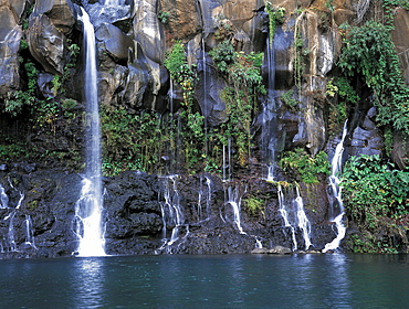 Cascading waterfall in St-Gilles les Hauts, Reunion Island, French Departement, Indian Ocean, Africa