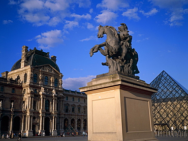 Statue of King Louis XIV on horseback in the Louvre courtyard, Paris, France, Europe